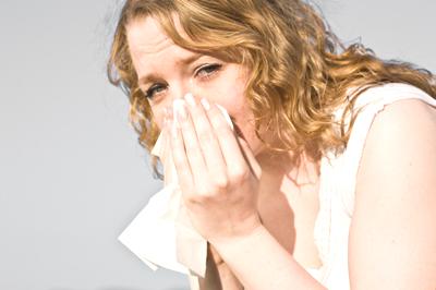 woman with nasal congestion