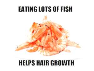 eating fish helps hair growth - meme