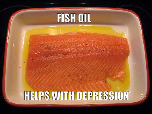 salmon fish oil helps with depression - meme